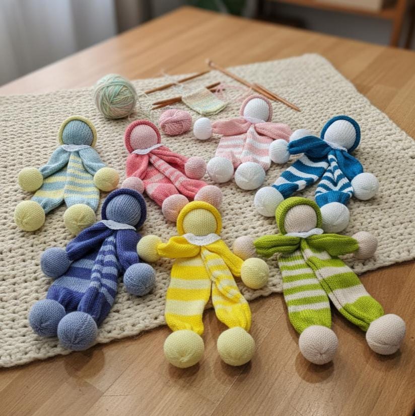 Le doudou pour bébé, artisanale tricoté main