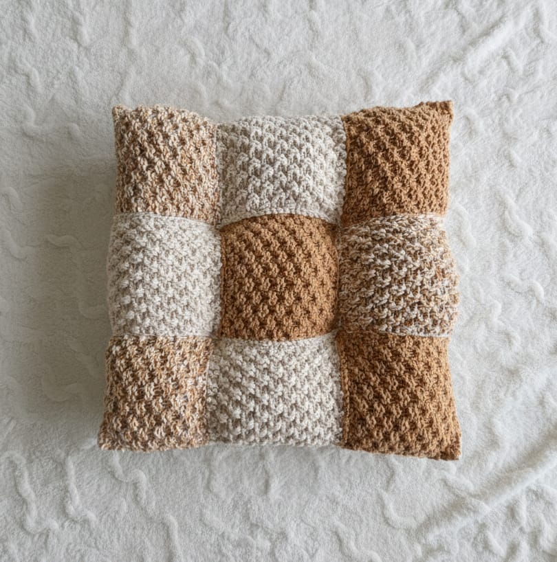 4 doudous peluches + coussin beige