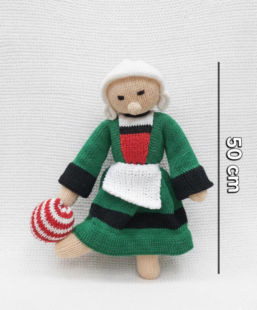 Bécassine Peluche collection 50 cm, tricoté main