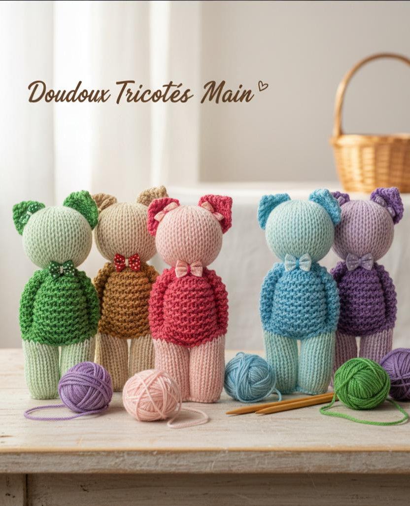 Le doudou chat tricoté main