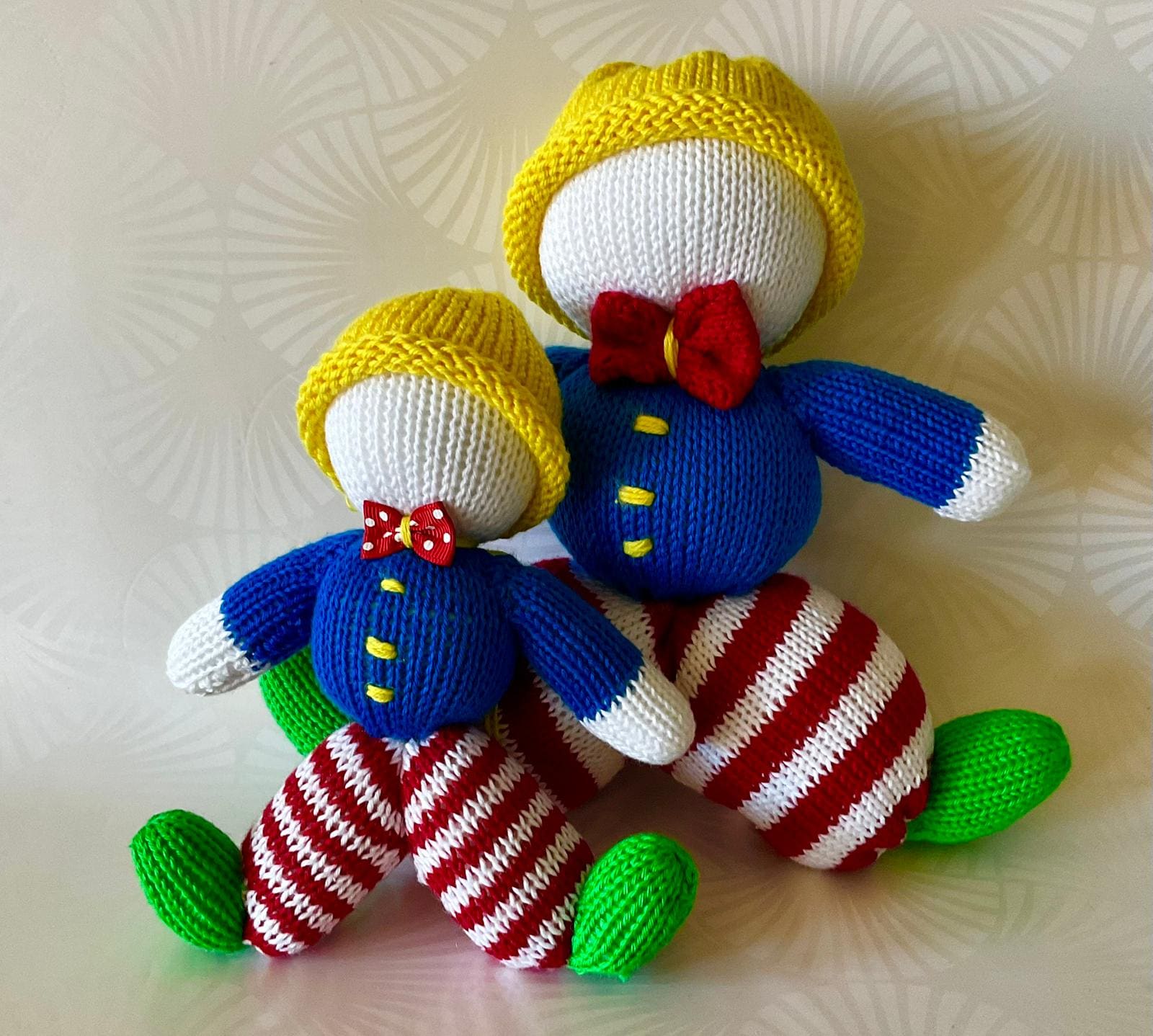 Doudou duo clown tricoté main